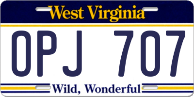 WV license plate OPJ707