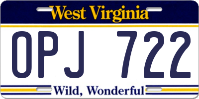 WV license plate OPJ722