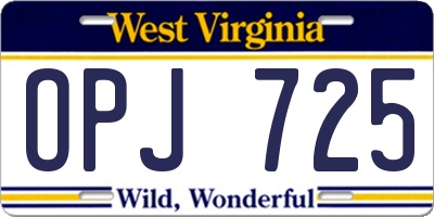 WV license plate OPJ725