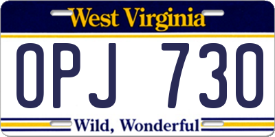 WV license plate OPJ730