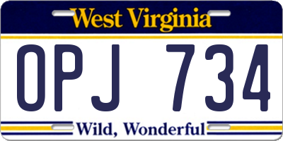 WV license plate OPJ734