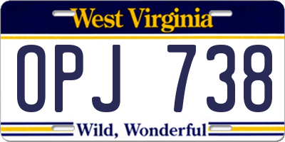 WV license plate OPJ738