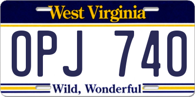 WV license plate OPJ740