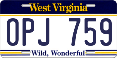 WV license plate OPJ759