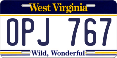WV license plate OPJ767