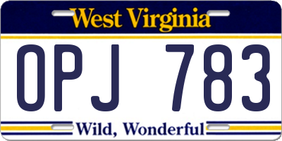 WV license plate OPJ783
