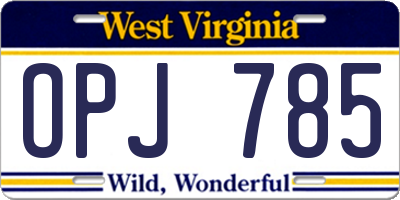 WV license plate OPJ785