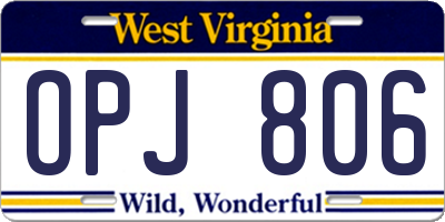 WV license plate OPJ806