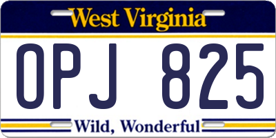 WV license plate OPJ825