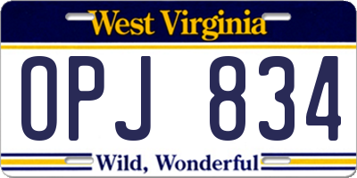 WV license plate OPJ834