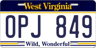 WV license plate OPJ849