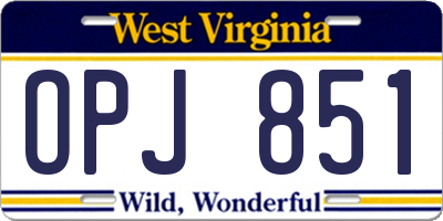 WV license plate OPJ851
