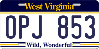 WV license plate OPJ853