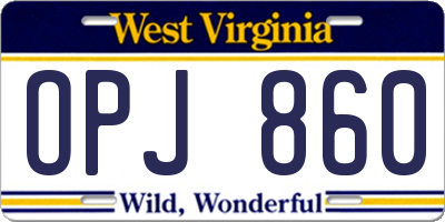 WV license plate OPJ860