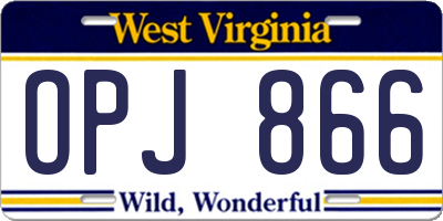 WV license plate OPJ866