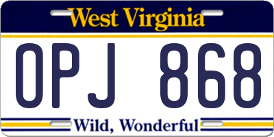 WV license plate OPJ868