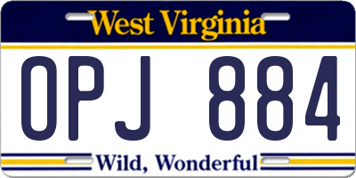 WV license plate OPJ884