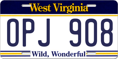 WV license plate OPJ908