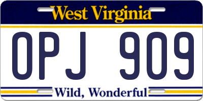 WV license plate OPJ909