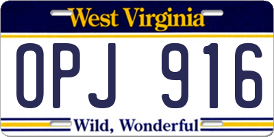 WV license plate OPJ916