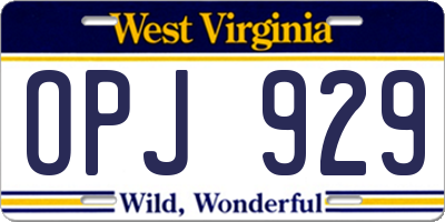 WV license plate OPJ929