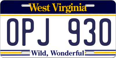 WV license plate OPJ930