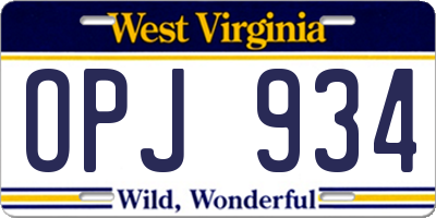 WV license plate OPJ934