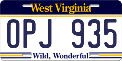 WV license plate OPJ935