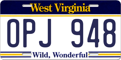 WV license plate OPJ948