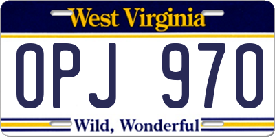 WV license plate OPJ970