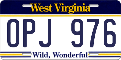 WV license plate OPJ976