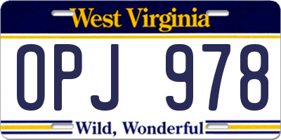 WV license plate OPJ978