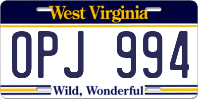 WV license plate OPJ994