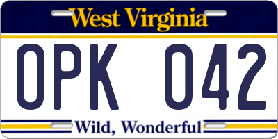 WV license plate OPK042