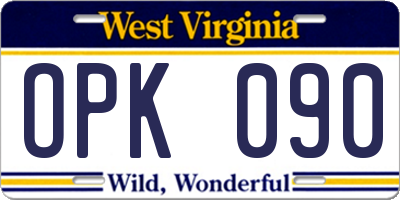 WV license plate OPK090