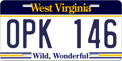 WV license plate OPK146