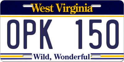 WV license plate OPK150