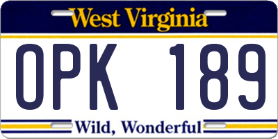 WV license plate OPK189
