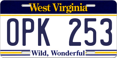 WV license plate OPK253