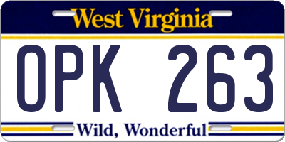WV license plate OPK263