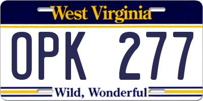 WV license plate OPK277