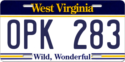 WV license plate OPK283