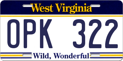 WV license plate OPK322