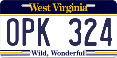 WV license plate OPK324
