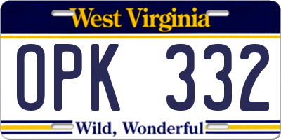 WV license plate OPK332