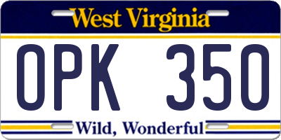 WV license plate OPK350
