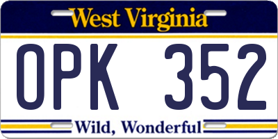 WV license plate OPK352