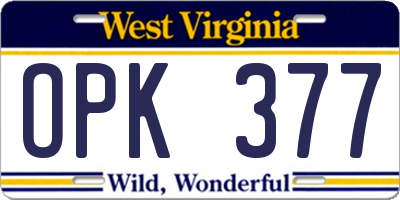 WV license plate OPK377