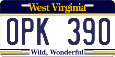 WV license plate OPK390