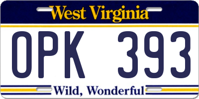 WV license plate OPK393